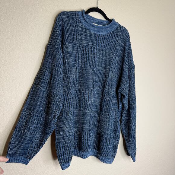 Vintage John Baner Jumper Sweater Mens XL Blue Knit Wool Fisherman Grampacore - Picture 7 of 8
